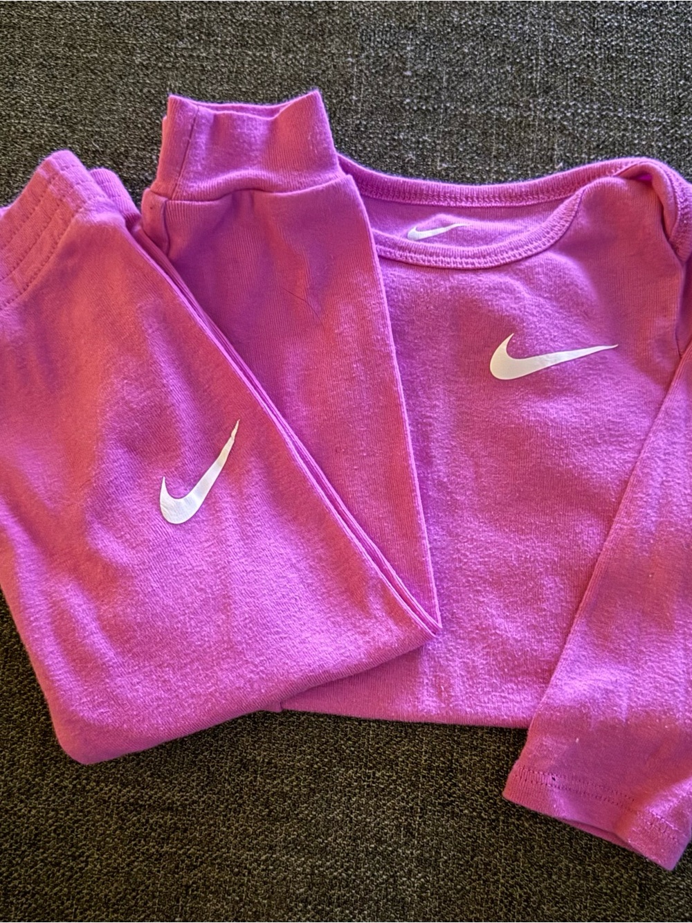 Nike Pink Kids Pajama Set with White Swoosh